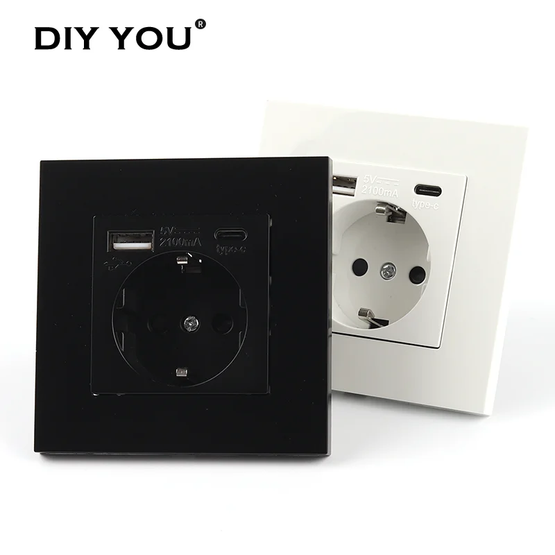EU Power Socket With USB For Home USB plug Type C Charging Port 5V White/Black PC Panel 86 TYPE Wall Socket 16A outlet 220V
EU Power Socket With USB For Home USB plug Type C Charging Port 5V White/Black PC Panel 86 TYPE Wall Socket 16A outlet 220V