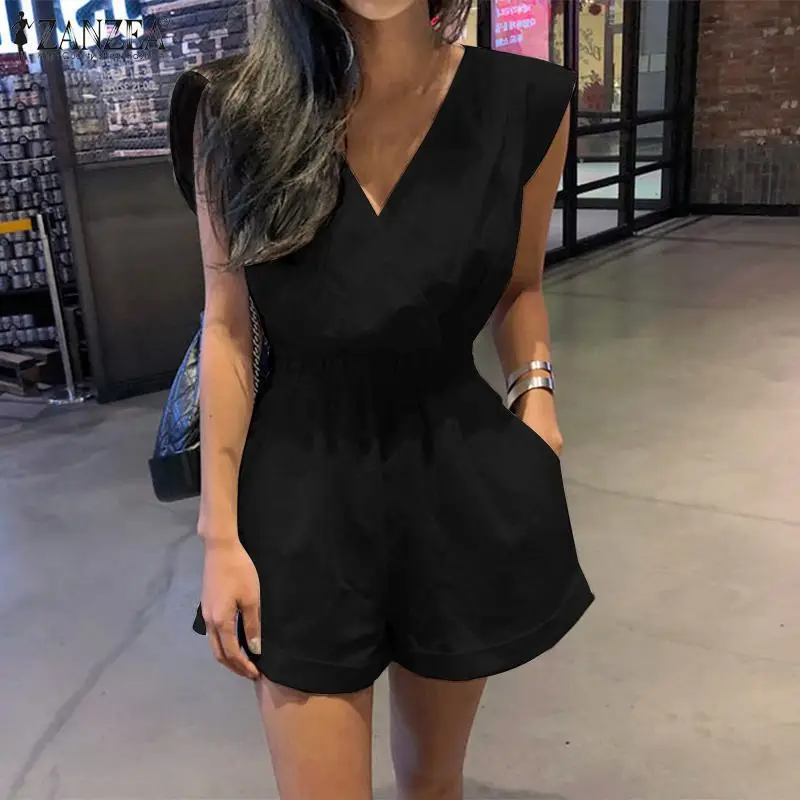 2021 V-neck Open Back Sleeveless Casual Elastic Waist Jumpsuits Women Summer One-piece Outfit High Waist Playsuits Plus Size New
2021 V-neck Open Back Sleeveless Casual Elastic Waist Jumpsuits Women Summer One-piece Outfit High Waist Playsuits Plus Size New