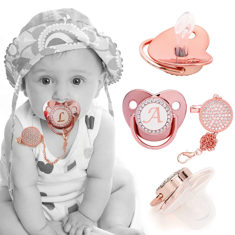Newborn Baby Pacifier Clips Chain Rose Gold Bling Silicone Infant Pacifier Holder Baby Soother Nipple Dummy Baby Shower Gifts
Newborn Baby Pacifier Clips Chain Rose Gold Bling Silicone Infant Pacifier Holder Baby Soother Nipple Dummy Baby Shower Gifts