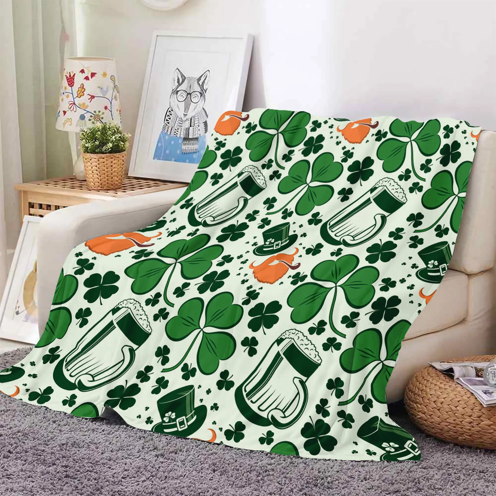 St. Patrick'S Day Throw Blanket Double Layer Thickening Fluffy Soft Carpet Fleece Flannel Blanket Home Decorations 100x150cm
St. Patrick'S Day Throw Blanket Double Layer Thickening Fluffy Soft Carpet Fleece Flannel Blanket Home Decorations 100x150cm