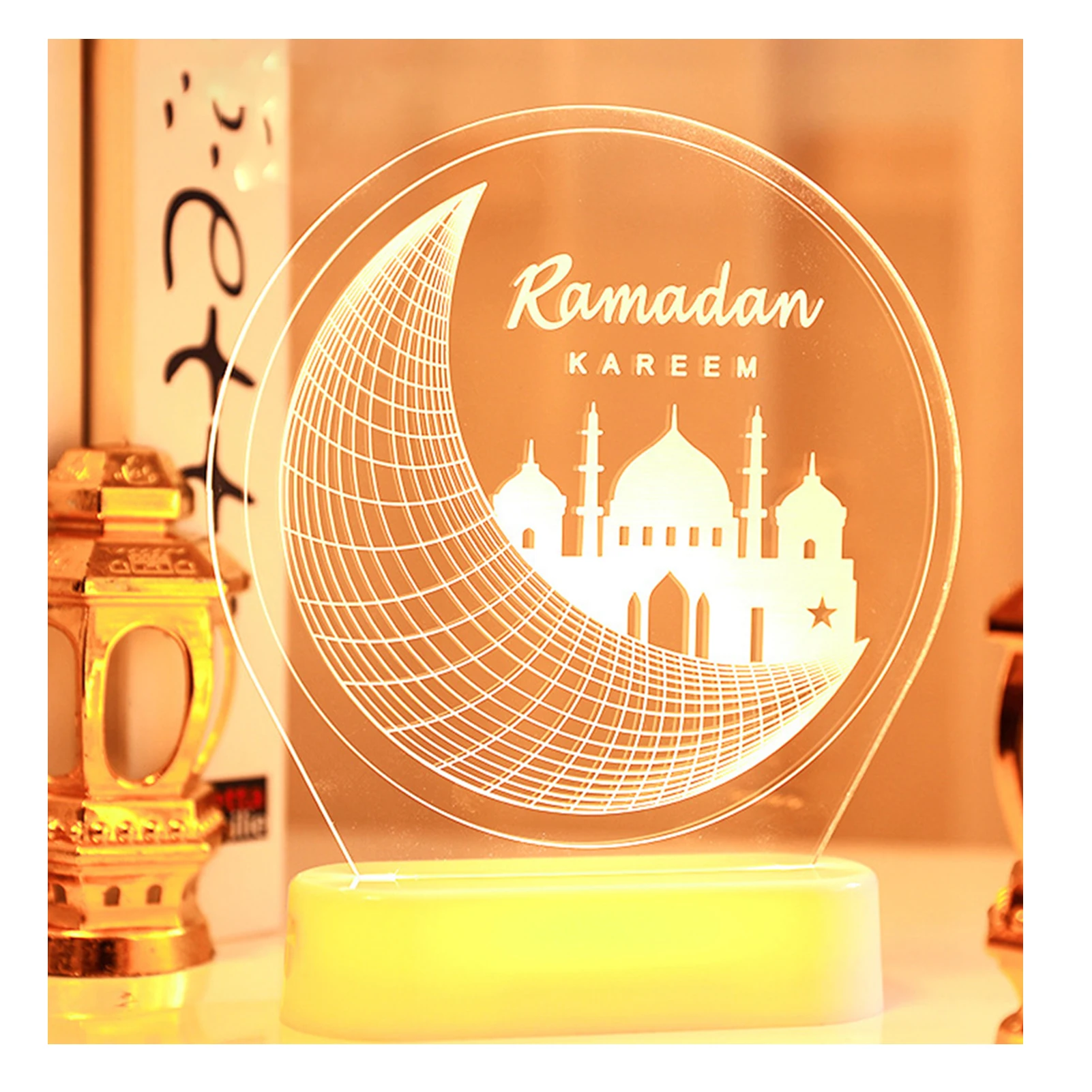Eid Mubarak LED Light Ornaments Ramadan Moon Star Tabletops Decorations For Home Novelty Acrylic Anniversaire Table Lamp 
Eid Mubarak LED Light Ornaments Ramadan Moon Star Tabletops Decorations For Home Novelty Acrylic Anniversaire Table Lamp