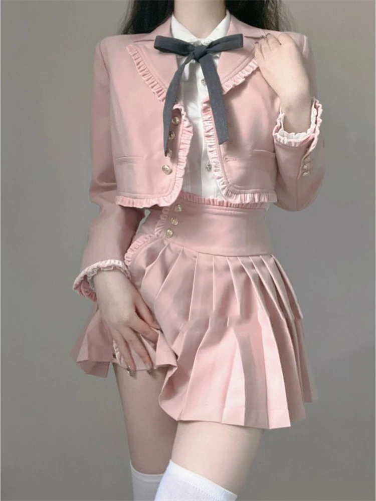 Sweet 3 Piece Set Skirt Woman 2023 Summer Casual White Shirt + Pink Crop Tops + Slim Y2k Mini Skirt Korean Fashion Suit Chic
Sweet 3 Piece Set Skirt Woman 2023 Summer Casual White Shirt + Pink Crop Tops + Slim Y2k Mini Skirt Korean Fashion Suit Chic