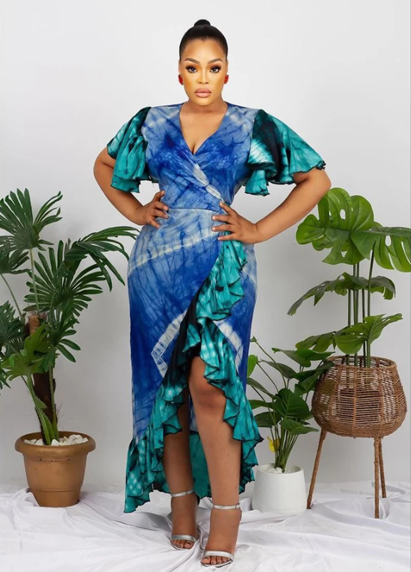 Women's New 2022 Summer Fashion Printed V-neck Ruffle Long Dress Short Sleeve Casual Sexy Beach Bohemian Style Women Dresses
Women's New 2022 Summer Fashion Printed V-neck Ruffle Long Dress Short Sleeve Casual Sexy Beach Bohemian Style Women Dresses