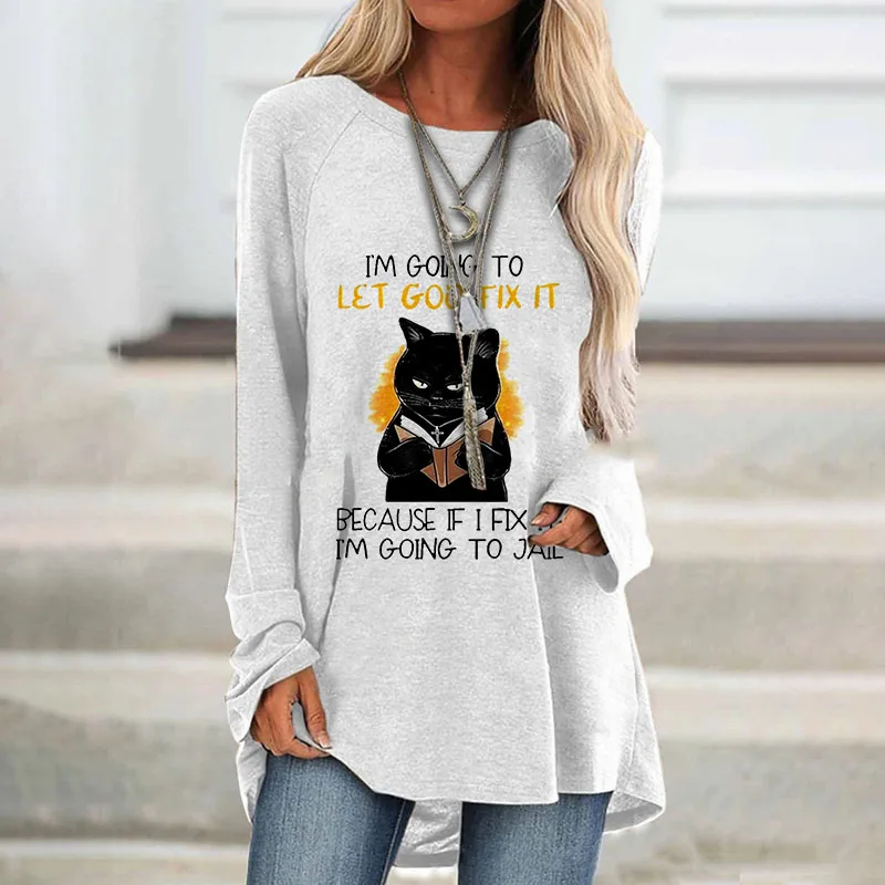 Autumn Winter Tops Contracted Wind T-Shirt Women Everyday Street Temperament Long Sleeve Round Neck Animal Cat Print Pullover
Autumn Winter Tops Contracted Wind T-Shirt Women Everyday Street Temperament Long Sleeve Round Neck Animal Cat Print Pullover