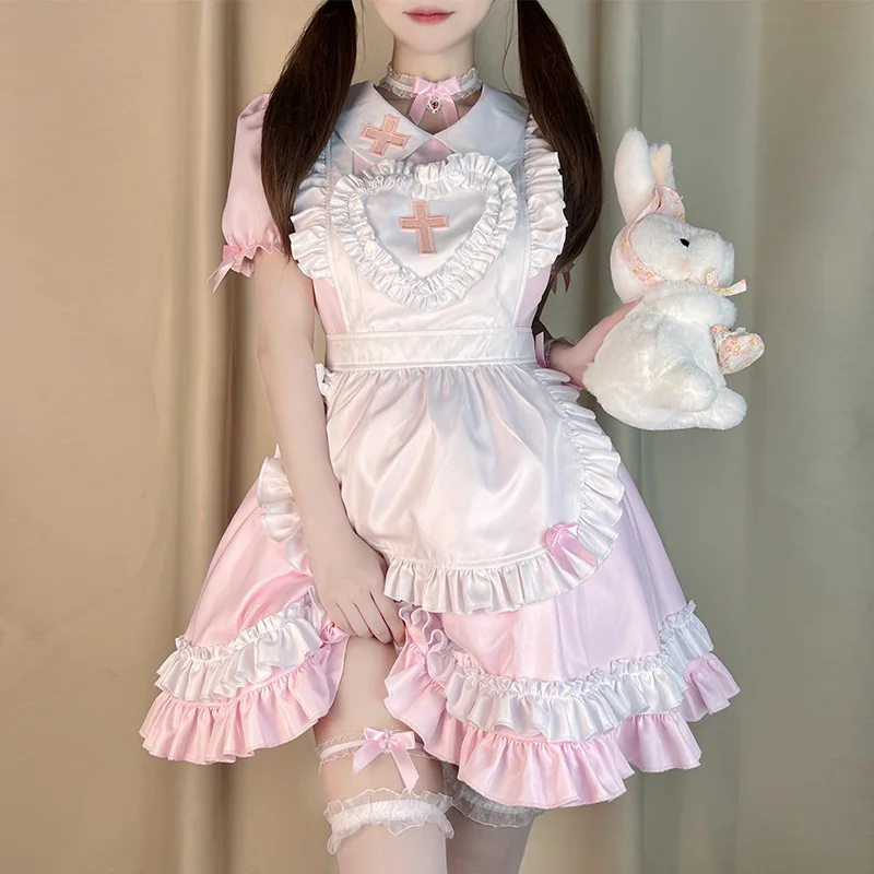 Cosplay Maid Costume Anime Cream Sweetheart Pink Lolita Dress Cute Girl Maids Wear Uniform Short-sleeved Nurse Costumes Dresses 
Cosplay Maid Costume Anime Cream Sweetheart Pink Lolita Dress Cute Girl Maids Wear Uniform Short-sleeved Nurse Costumes Dresses