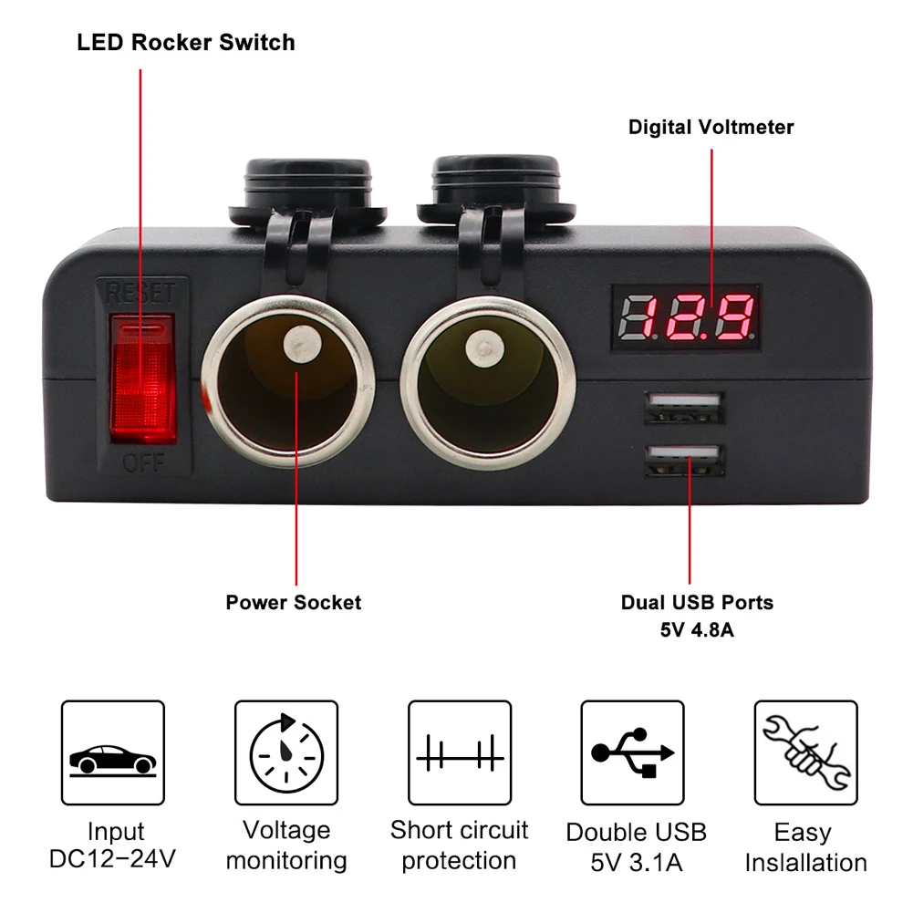 Car Charger Socket Panel 16A Max 3.1A 5V ABS Black Well New 18AWG 95cm 2022 Well 16A Max 18AWG 95cm 2022 3.1A 5V
Car Charger Socket Panel 16A Max 3.1A 5V ABS Black Well New 18AWG 95cm 2022 Well 16A Max 18AWG 95cm 2022 3.1A 5V