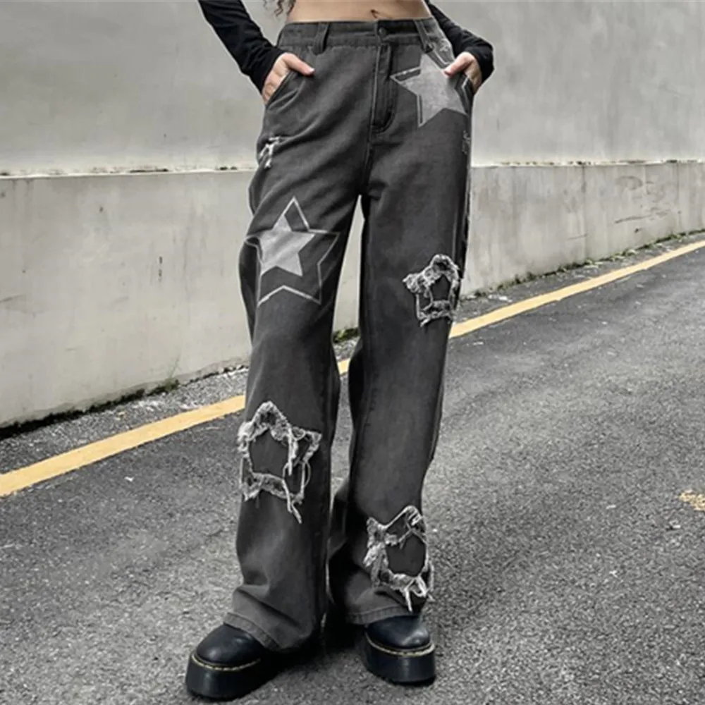 Star Patch Women Jeans Harajuku High Street Vintage Raw Edge High Waisted Jeans Women Casual Washed Distressed Jeans Woman Pants
Star Patch Women Jeans Harajuku High Street Vintage Raw Edge High Waisted Jeans Women Casual Washed Distressed Jeans Woman Pants
