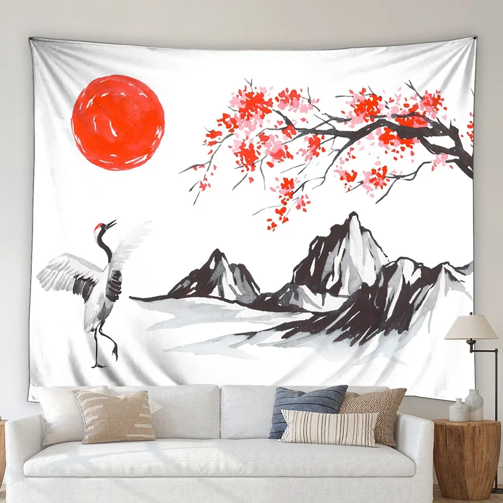 Chinese Style Landscape Tapestry Ink Mountain Water Red Flower Nature Scape Tapestries Bedroom Living Room Decor Wall Hanging
Chinese Style Landscape Tapestry Ink Mountain Water Red Flower Nature Scape Tapestries Bedroom Living Room Decor Wall Hanging