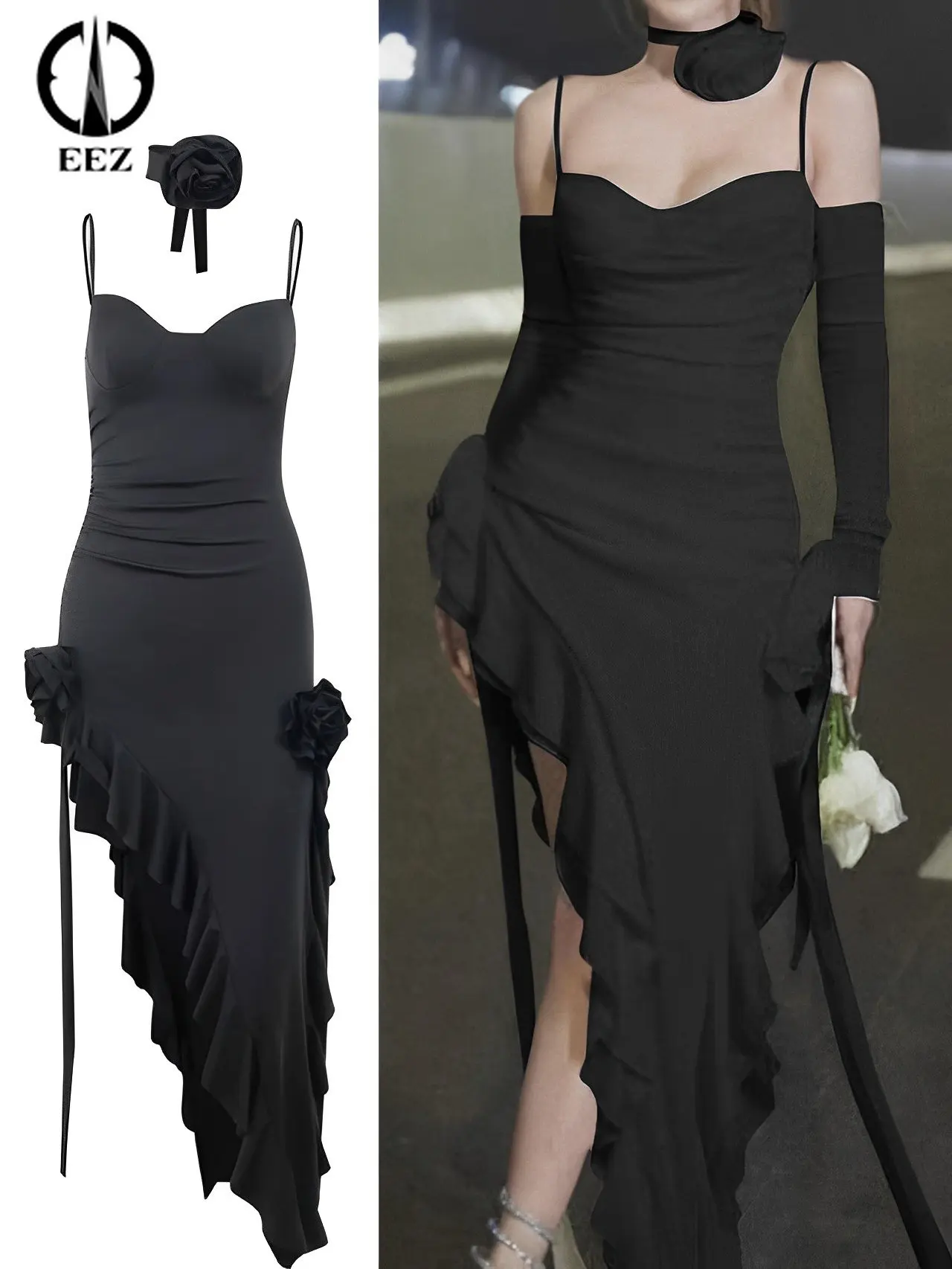Black Rose Asymmetrical Sexy Dress Women Elegant High Waist Folds Summer Dress Slim Spliced Ruffles Coquette Aesthetic Y2k Dress
Black Rose Asymmetrical Sexy Dress Women Elegant High Waist Folds Summer Dress Slim Spliced Ruffles Coquette Aesthetic Y2k Dress