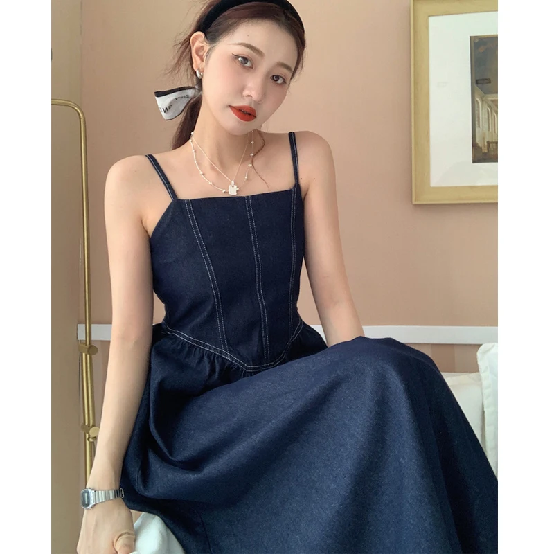 Summer 202 Women'S Denim Dress Korean Fashion Sleeveless Suspenders Waist Slim Dress Niche Design Wrap Dress Washed Denim Dress
Summer 202 Women'S Denim Dress Korean Fashion Sleeveless Suspenders Waist Slim Dress Niche Design Wrap Dress Washed Denim Dress