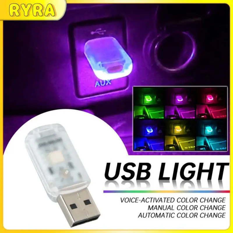 

Car Usb Night Light Voice-activated Color Change Led Atmosphere Lights Usb Powered Brightness Adjustable Touch Switch 5v/1a 1w