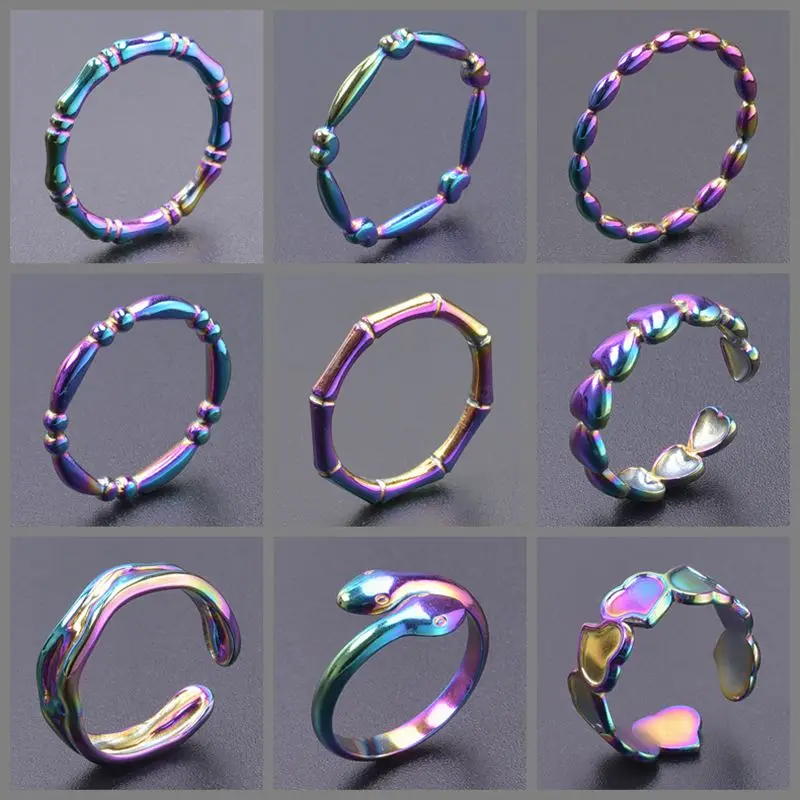 Superfine Rainbow Color Punk Titanium Steel Couple Ring Stainless Steel Colorful Ring Simple Ring Engagement Ring Jewelry Gift
Superfine Rainbow Color Punk Titanium Steel Couple Ring Stainless Steel Colorful Ring Simple Ring Engagement Ring Jewelry Gift
