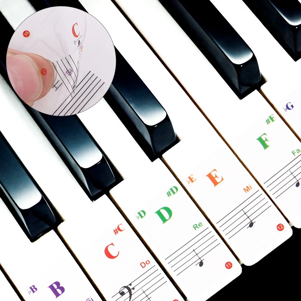 88/61/54/49/37/32 Transparent Detachable Music Decal Notes Piano Keyboard Stickers Electronic Color Piano Notes Sticker Symbol
88/61/54/49/37/32 Transparent Detachable Music Decal Notes Piano Keyboard Stickers Electronic Color Piano Notes Sticker Symbol