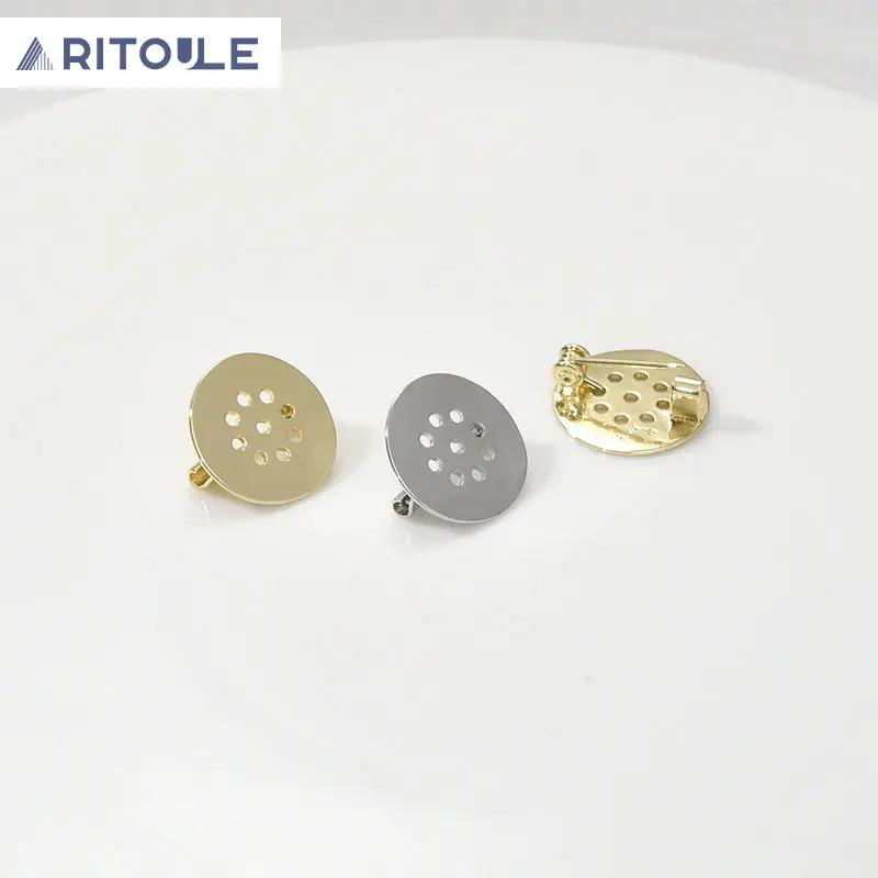 Customized copper plated 14k gold disc perforated tray pin accessories brooch empty tray diy handmade beading accessories
Customized copper plated 14k gold disc perforated tray pin accessories brooch empty tray diy handmade beading accessories