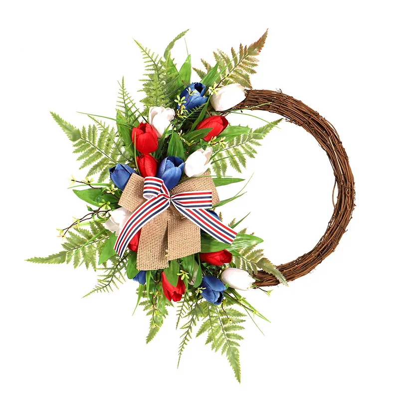Artificial Tulip green plants Wreath Home Door Hanging Independence Day Decorative Wreath
Artificial Tulip green plants Wreath Home Door Hanging Independence Day Decorative Wreath
