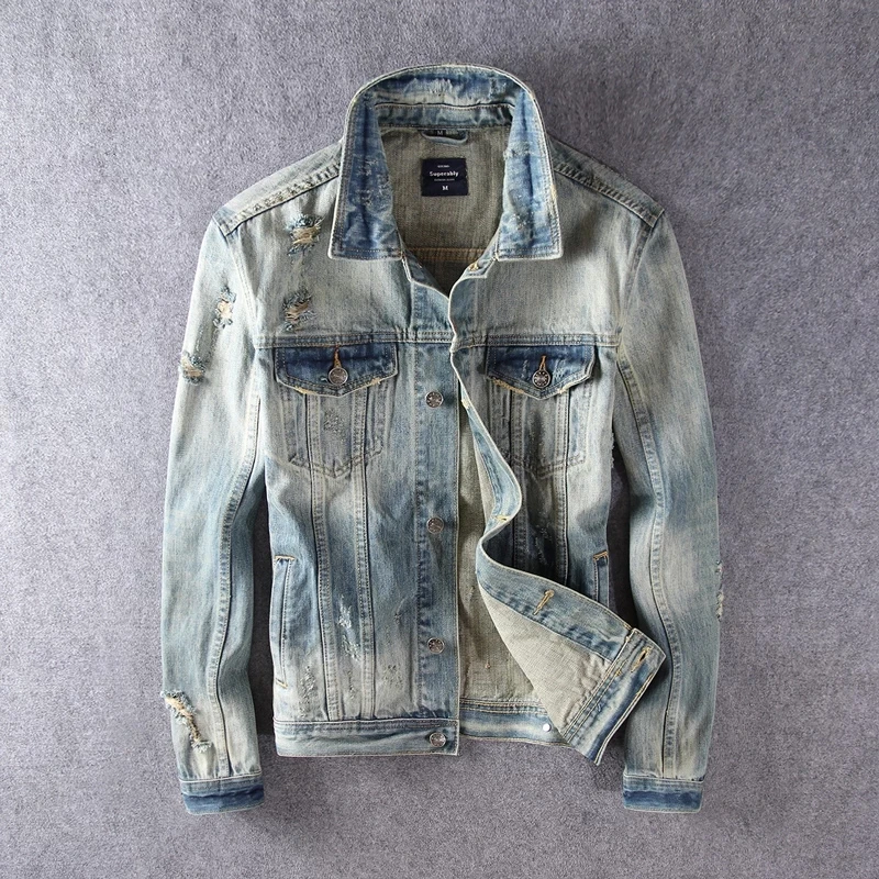 Spring Autumn Fashion Designer Men Jacket Retro Ripped Denim Jacket Men Hole Coats Plus Size 5XL Vintage Casual Chaquetas Hombre
Spring Autumn Fashion Designer Men Jacket Retro Ripped Denim Jacket Men Hole Coats Plus Size 5XL Vintage Casual Chaquetas Hombre