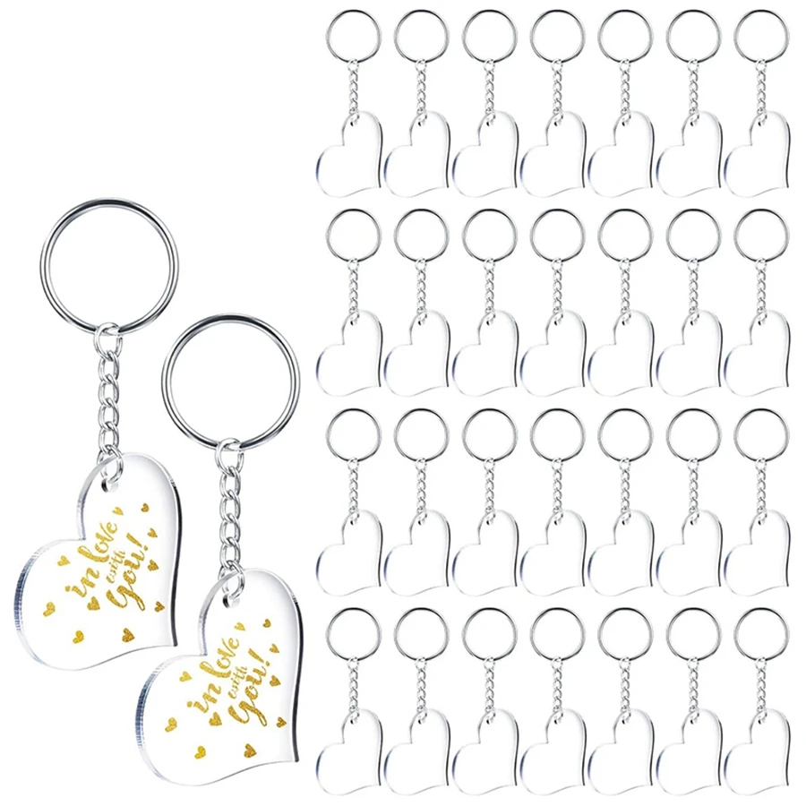 30 Blanks Clear Acrylic Blanks Heart Shape Plain Acrylic and 30 Pieces Key Chain Metal Key Rings for DIY Projects
30 Blanks Clear Acrylic Blanks Heart Shape Plain Acrylic and 30 Pieces Key Chain Metal Key Rings for DIY Projects