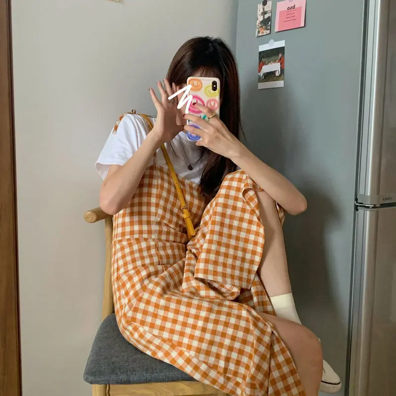 Женское клетчатое винтажное платье без рукавов, на бретелях-спагетти
Женское клетчатое винтажное платье без рукавов, на бретелях-спагетти