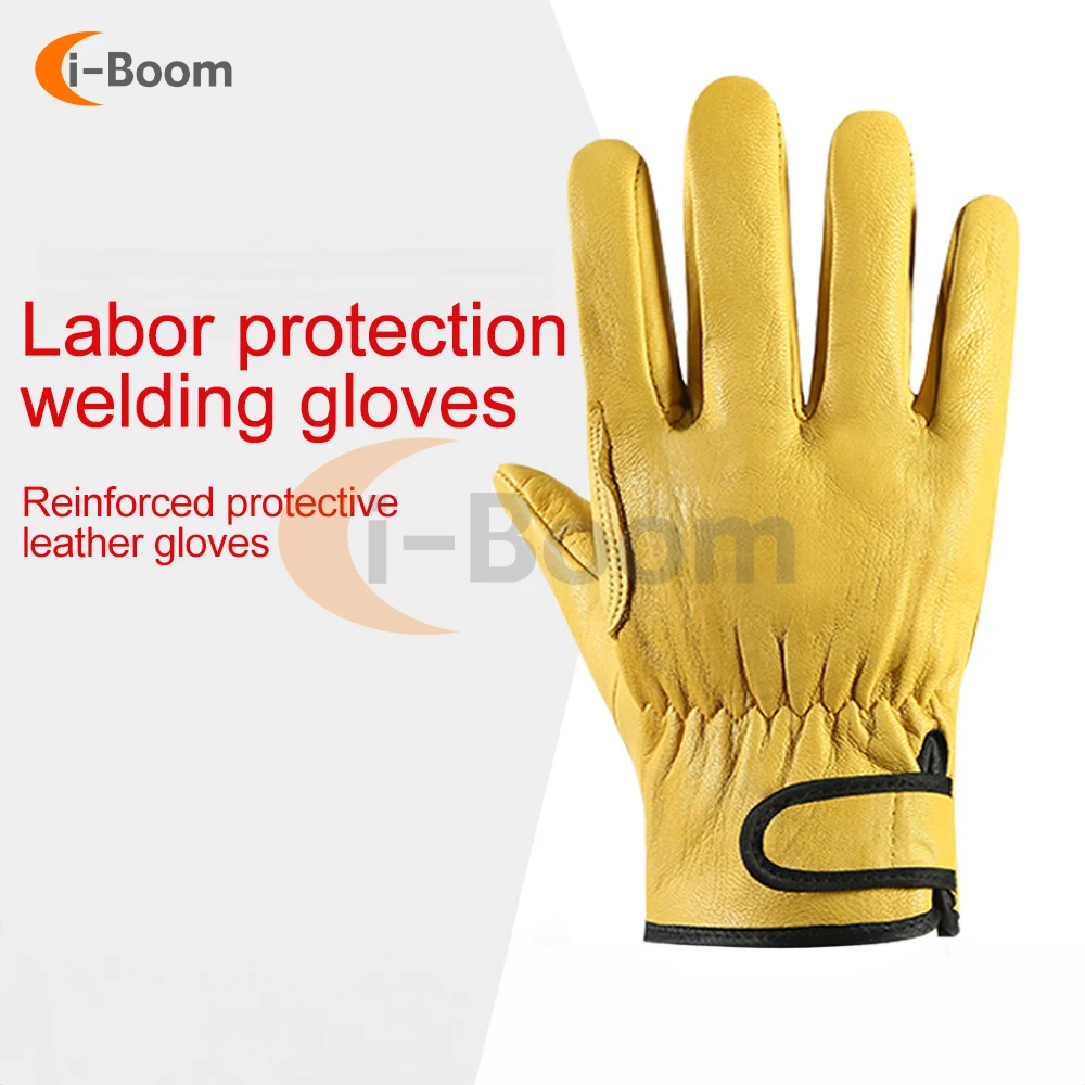 Welding Gloves Cowhide Material Abrasion-resistant Heat Insulation Welding Protective Appliances Garden Labor Protection Gloves 
Welding Gloves Cowhide Material Abrasion-resistant Heat Insulation Welding Protective Appliances Garden Labor Protection Gloves