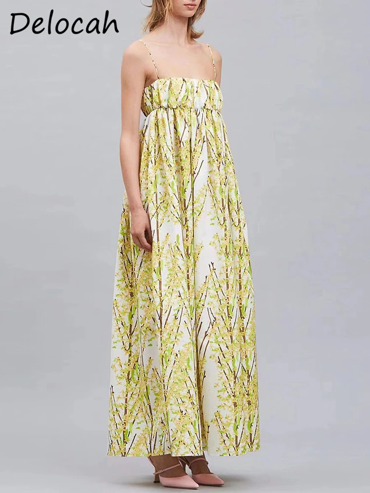 Delocah High Quality Summer Women Fashion Runway Beach Holiday Dress Sexy Spaghetti Strap High Waist Floral Print Long Dresses
Delocah High Quality Summer Women Fashion Runway Beach Holiday Dress Sexy Spaghetti Strap High Waist Floral Print Long Dresses