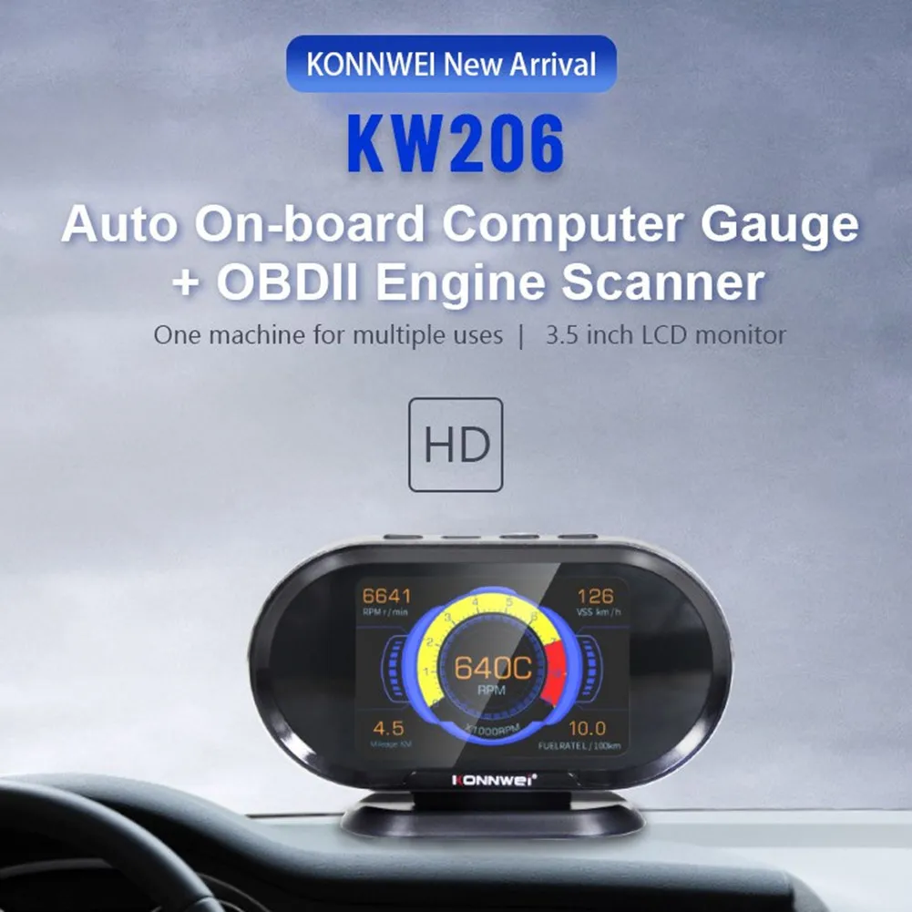 KONNWEI KW206 Obd 2 Automobile On-Board Computer OBD2 Car Scanner Fuel Consumption Water Temperature Gauge HUD Digital Display
KONNWEI KW206 Obd 2 Automobile On-Board Computer OBD2 Car Scanner Fuel Consumption Water Temperature Gauge HUD Digital Display
