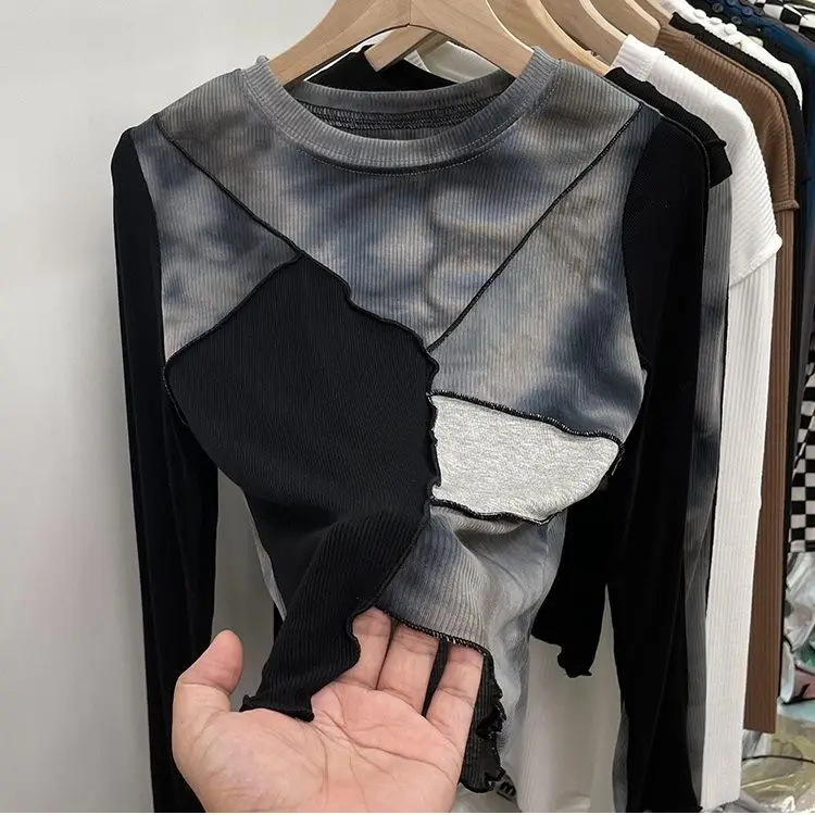 Spring and Autumn Cropped Tie-dye T-shirts Unique Design Chic Top Undershirt Women's Long-sleeved T-shirt
Spring and Autumn Cropped Tie-dye T-shirts Unique Design Chic Top Undershirt Women's Long-sleeved T-shirt