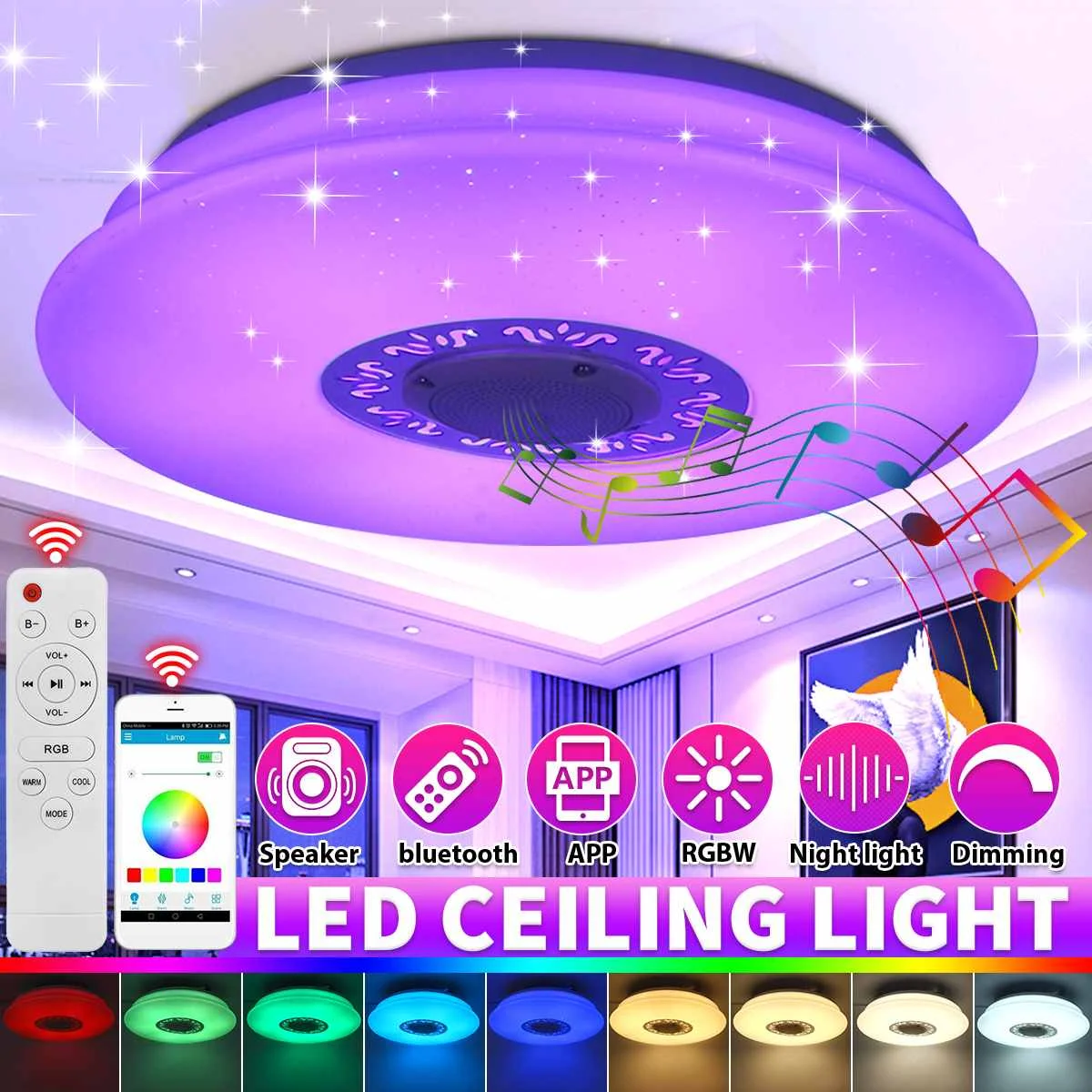 120W Modern RGB LED Ceiling Light Home Lighting Remote APP Control bluetooth Speaker Music Light Bedroom Smart Ceiling Lamp 220V
120W Modern RGB LED Ceiling Light Home Lighting Remote APP Control bluetooth Speaker Music Light Bedroom Smart Ceiling Lamp 220V