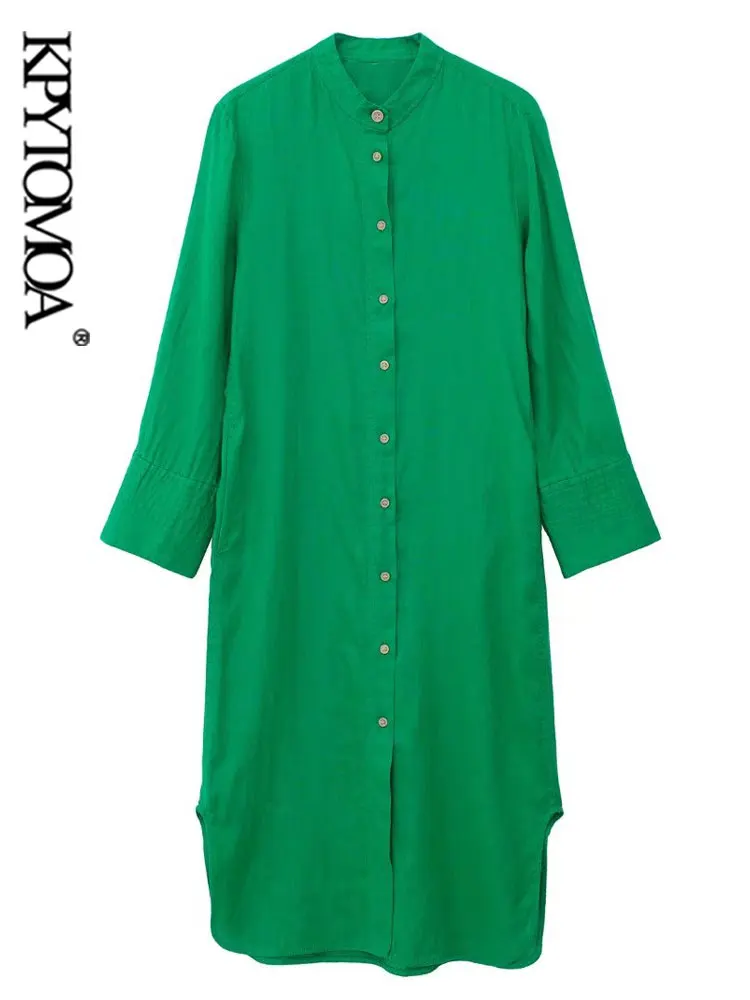 KPYTOMOA Women Fashion Front Buttoned Linen Green Midi Dress Vintage Long Sleeve Side Vents Female Dresses Vestidos Mujer
KPYTOMOA Women Fashion Front Buttoned Linen Green Midi Dress Vintage Long Sleeve Side Vents Female Dresses Vestidos Mujer