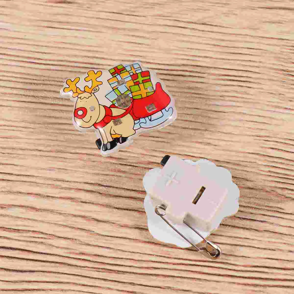 

25pcs Christmas Led Brooch Lapel Pin Light Flash Lighted Santa Claus Snowman Reindeer Brooch Badge Christmas Light Toys