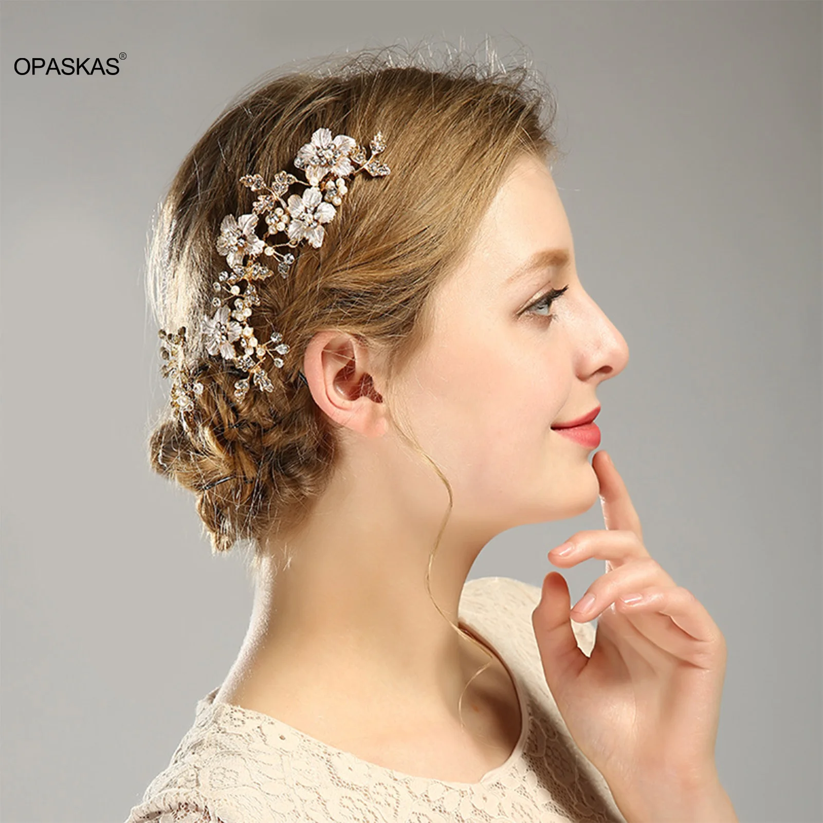 

Wedding Hair Combs Diamond Crystal Bridal Flower Silver/Gold Alloy Hair Accessories Freshwater Pearls Jewelry Tiaras Ornaments