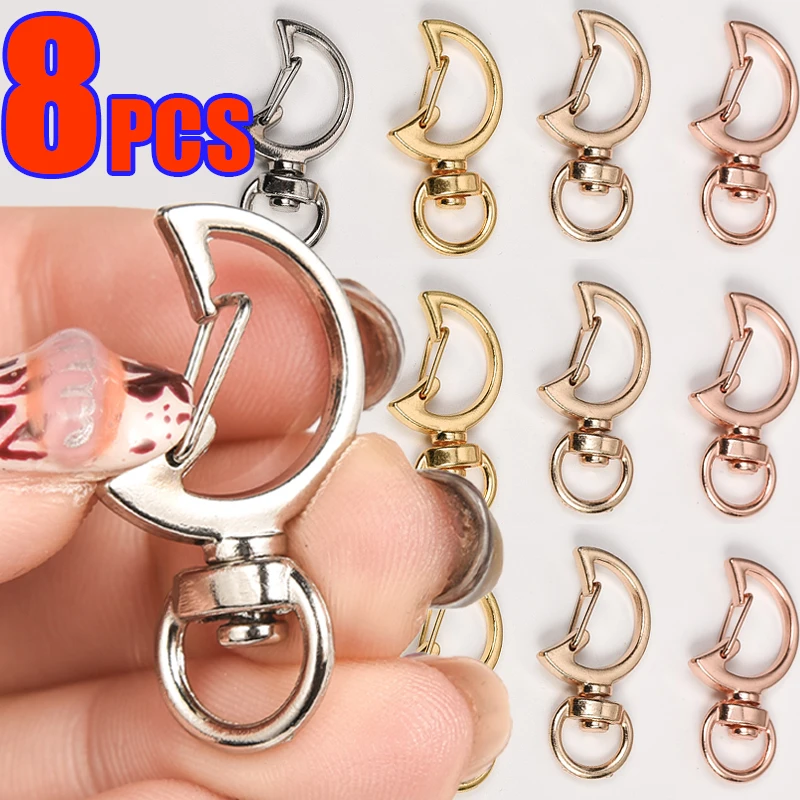 

8pcs Moon Shape Key Rings Swivel Clasps Snap Hooks Hanging Buckle Keychain Crafting DIY Metal Lobster Claw Clasps Jewelry Making