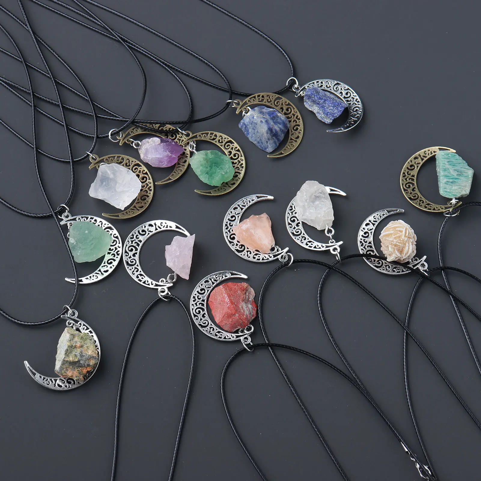 Vintage Natural Stone Crystal Crescent Moon Pendant Necklace Tourmaline Chain Necklaces Women Men Pink Jewelry Pendant
Vintage Natural Stone Crystal Crescent Moon Pendant Necklace Tourmaline Chain Necklaces Women Men Pink Jewelry Pendant