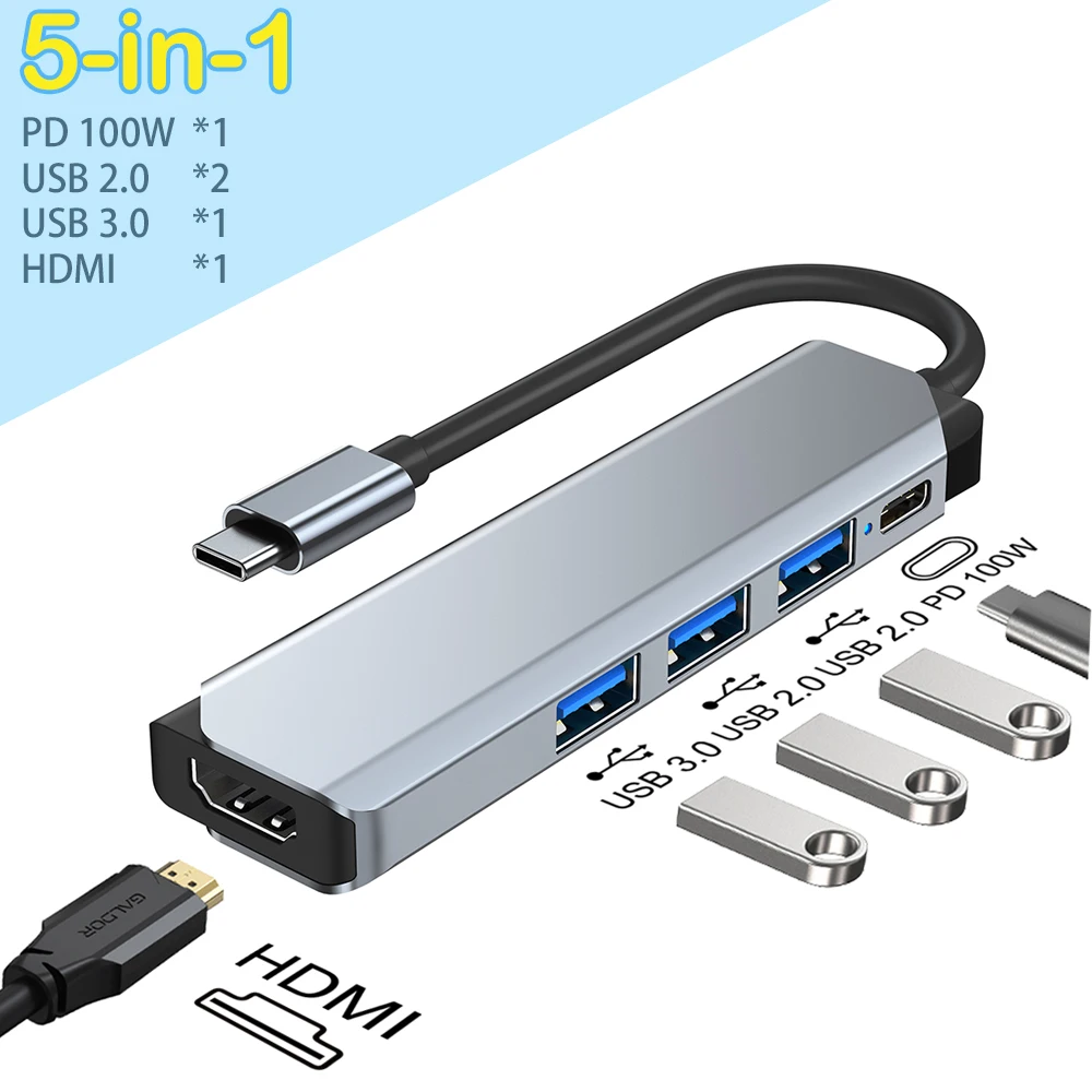 

Type C to USB-C 3.0 2.0 4K HDMI-compatible Adapter Hub Dock for MacBook Samsung S23 S22 Dex Xiaomi 12 13 PS5 OPPO Find X3 HDTV