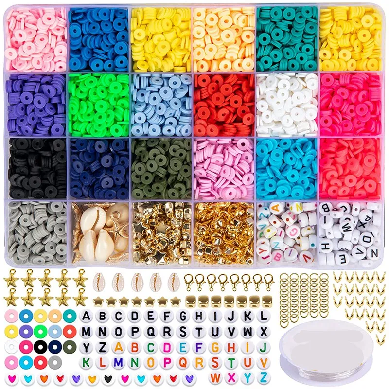 Clay Bead Set 6Mm 19-Color Flat Polymer Clay Bead Pendant Accessory Set And Elastic Cord For Jewelry Making
Clay Bead Set 6Mm 19-Color Flat Polymer Clay Bead Pendant Accessory Set And Elastic Cord For Jewelry Making