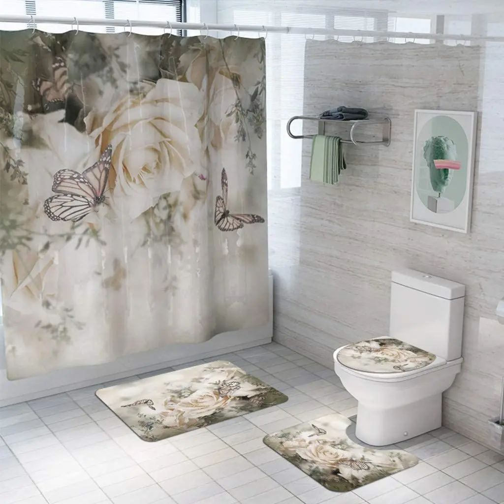 Daisies and Roses Print Shower Curtain Set Carpet Cover Toilet Cover Bathroom Mat Cushion Cover Bathroom Curtain Household
Daisies and Roses Print Shower Curtain Set Carpet Cover Toilet Cover Bathroom Mat Cushion Cover Bathroom Curtain Household