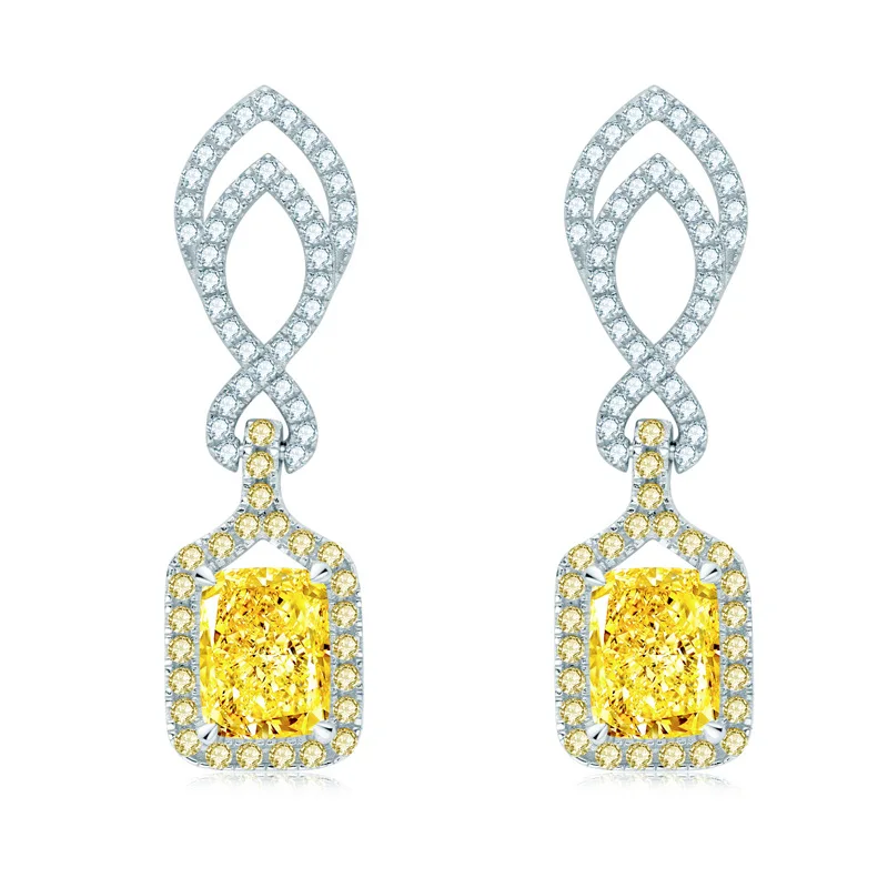 Vintage S925 Sterling Silver Lab Created Diamond Jewelry 6*8 Rectangle Fashion Yellow Earring for Women
Vintage S925 Sterling Silver Lab Created Diamond Jewelry 6*8 Rectangle Fashion Yellow Earring for Women