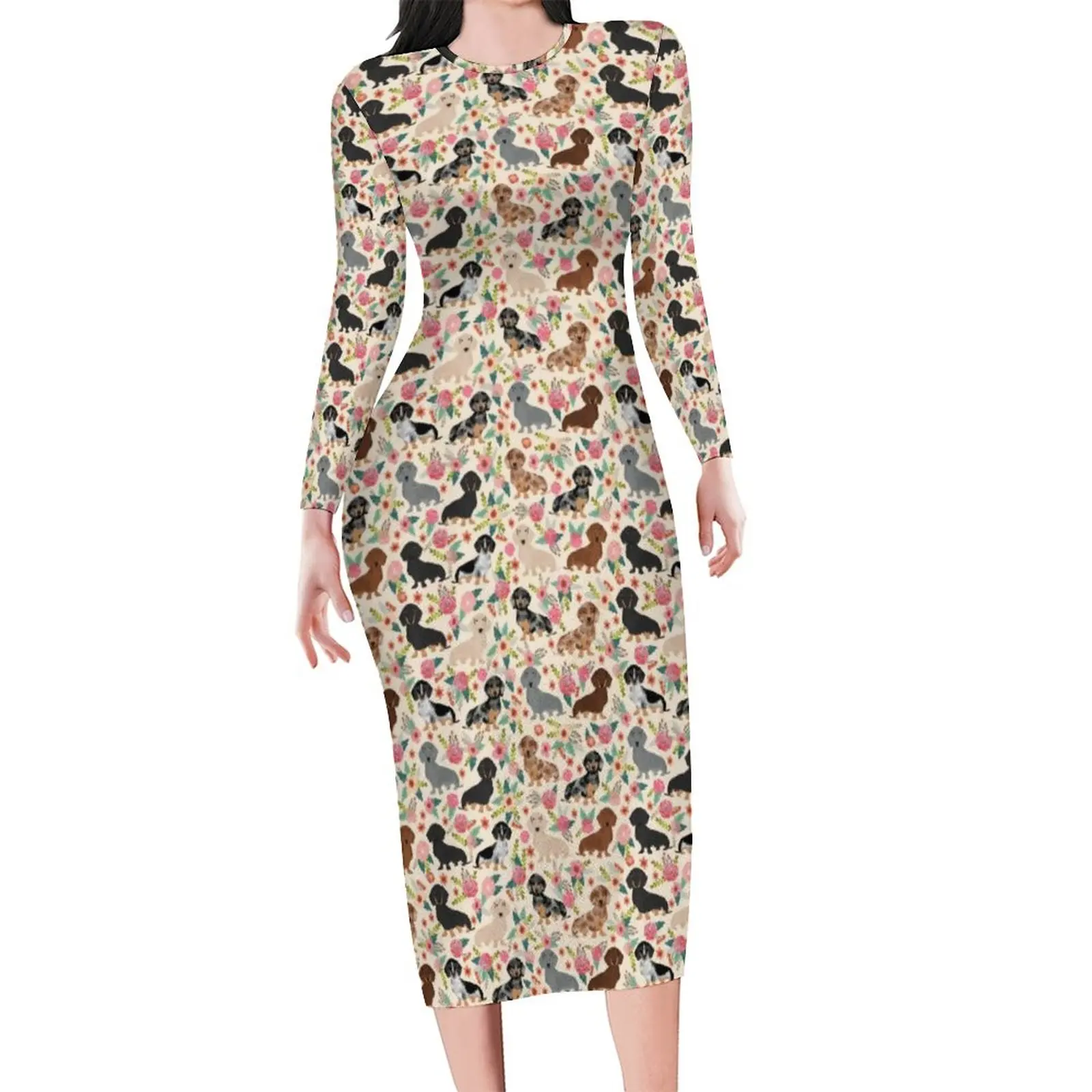 Dachshund Dress Long Sleeve Floral Dog Print Cute Dresses Autumn Women Aesthetic Design Bodycon Dress Big Size 4XL 5XL
Dachshund Dress Long Sleeve Floral Dog Print Cute Dresses Autumn Women Aesthetic Design Bodycon Dress Big Size 4XL 5XL