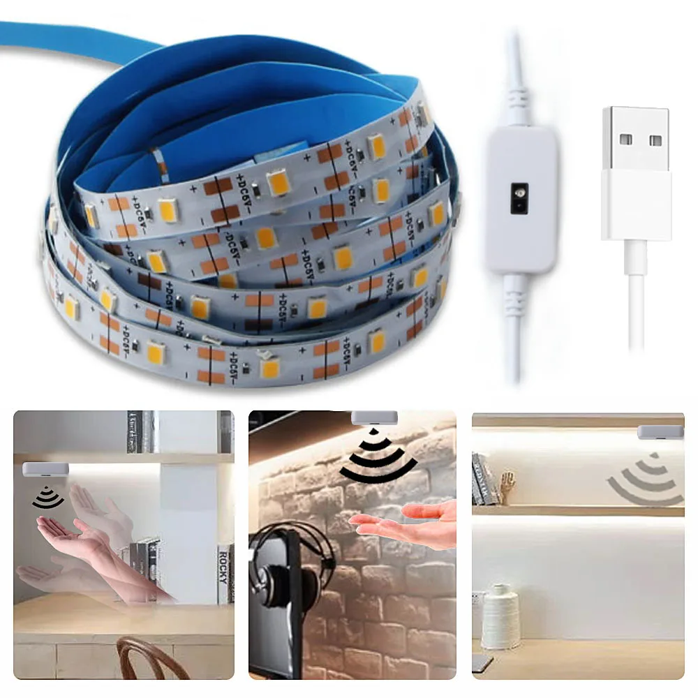 Hand Wave Sensor LED Lights Strip Warm White 5M 1M 2M 3M Diode Tape LED Strip 60 led Per meter USB 5V TV Backlight Kitchen Decor
Hand Wave Sensor LED Lights Strip Warm White 5M 1M 2M 3M Diode Tape LED Strip 60 led Per meter USB 5V TV Backlight Kitchen Decor