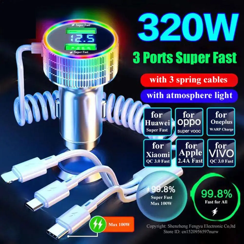 320W USB Car Charger 5 In 1 Fast Chariging Phone Adapter For IPhone 14 Pro Max 13 12 11 Huawei Samsung OPPO Oneplus 
320W USB Car Charger 5 In 1 Fast Chariging Phone Adapter For IPhone 14 Pro Max 13 12 11 Huawei Samsung OPPO Oneplus