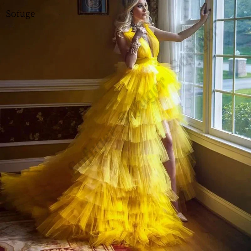 Sofuge wd918 High Low Evening Dresses V-Neck Ruffled A-Line Tulle Tiered Girl Prom Party Gown for Graduation
Sofuge wd918 High Low Evening Dresses V-Neck Ruffled A-Line Tulle Tiered Girl Prom Party Gown for Graduation