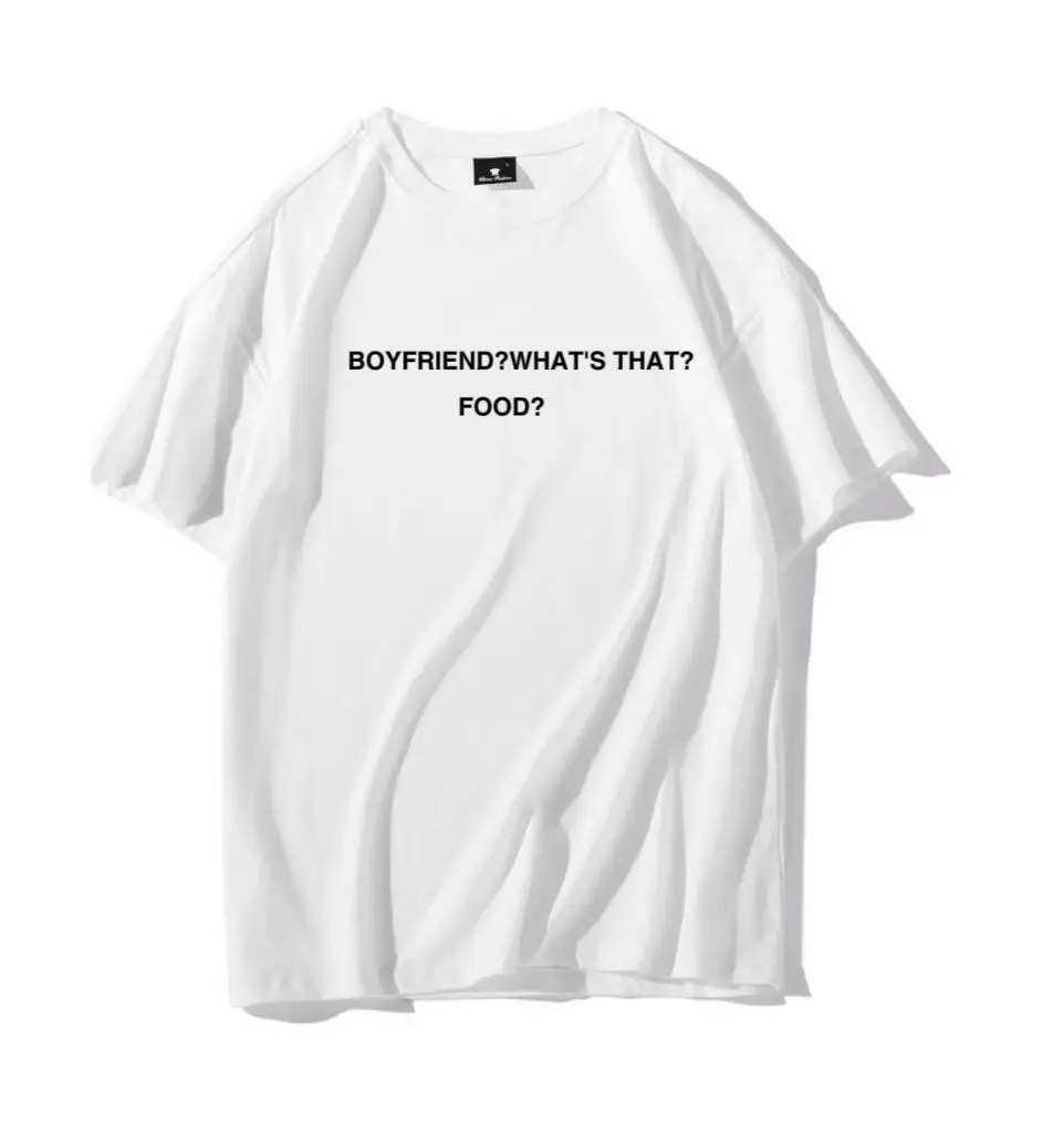 Original "What's Boyfriend" Cool Women Summer Cotton T-shirt Oversize Letter Print Top Girl T Shirts
Original "What's Boyfriend" Cool Women Summer Cotton T-shirt Oversize Letter Print Top Girl T Shirts