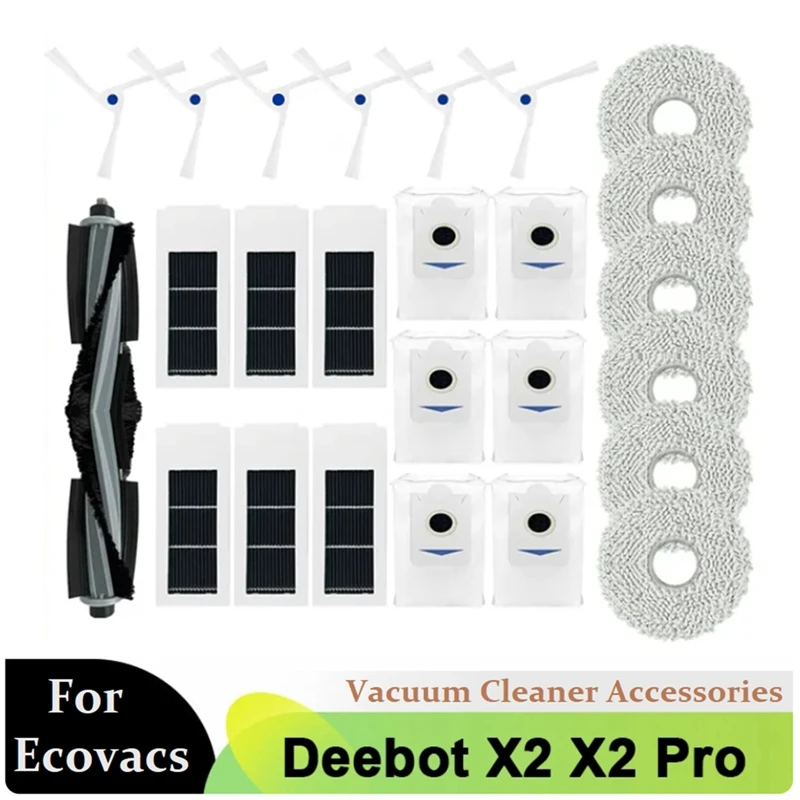 

Запчасти для робота-пылесоса Ecovacs Deebot X2 / X2 Pro / X2 Omni, основная боковая щетка, фильтр НЕРА, насадка на швабру, мешок для пыли, 1 комплект