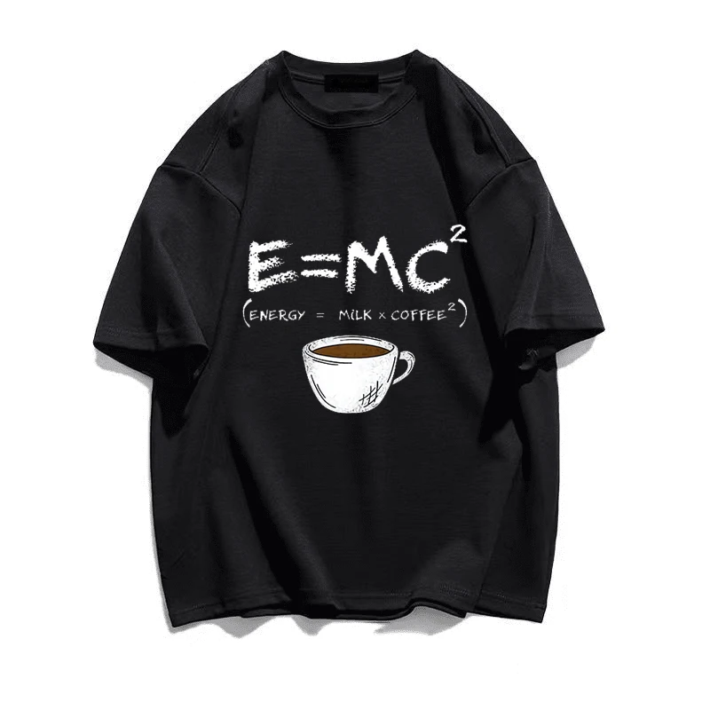 Energy=Milk+Coffee Print T-shirt Pure Cotton Funny New Men Clothing Casual Oversized Women Streetwear Physics Formula Y2k Tees
Energy=Milk+Coffee Print T-shirt Pure Cotton Funny New Men Clothing Casual Oversized Women Streetwear Physics Formula Y2k Tees