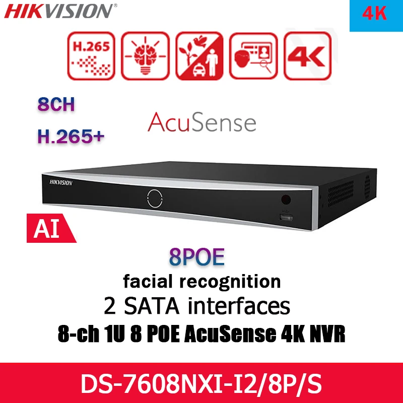 Hikvision 8CH 4K NVR DS-7608NXI-I2/8P/S POE 1U H.265 H.264 2 SATA Facial Recognition AcuSense Network Video Recorder
Hikvision 8CH 4K NVR DS-7608NXI-I2/8P/S POE 1U H.265 H.264 2 SATA Facial Recognition AcuSense Network Video Recorder