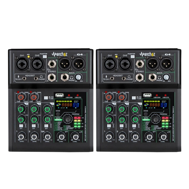 G4 Sound Card Audio Mixer Sound Board Console Desk System Interface 4 Channel USB Bluetooth 88 Mixing Effects
G4 Sound Card Audio Mixer Sound Board Console Desk System Interface 4 Channel USB Bluetooth 88 Mixing Effects