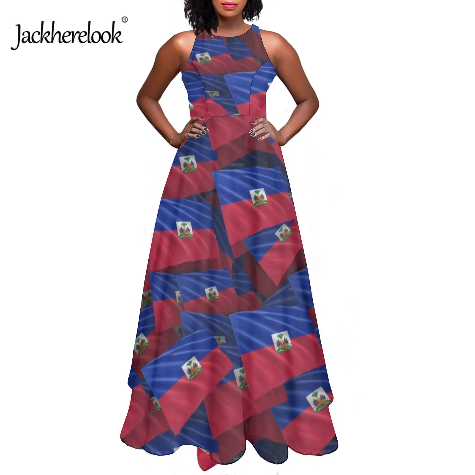 Jackherelook Flag of Haiti Pattern Ladies Round Neck High Waist Swing Nightclub Long Dresses Casual Women Sleeveless Maxi Dress
Jackherelook Flag of Haiti Pattern Ladies Round Neck High Waist Swing Nightclub Long Dresses Casual Women Sleeveless Maxi Dress