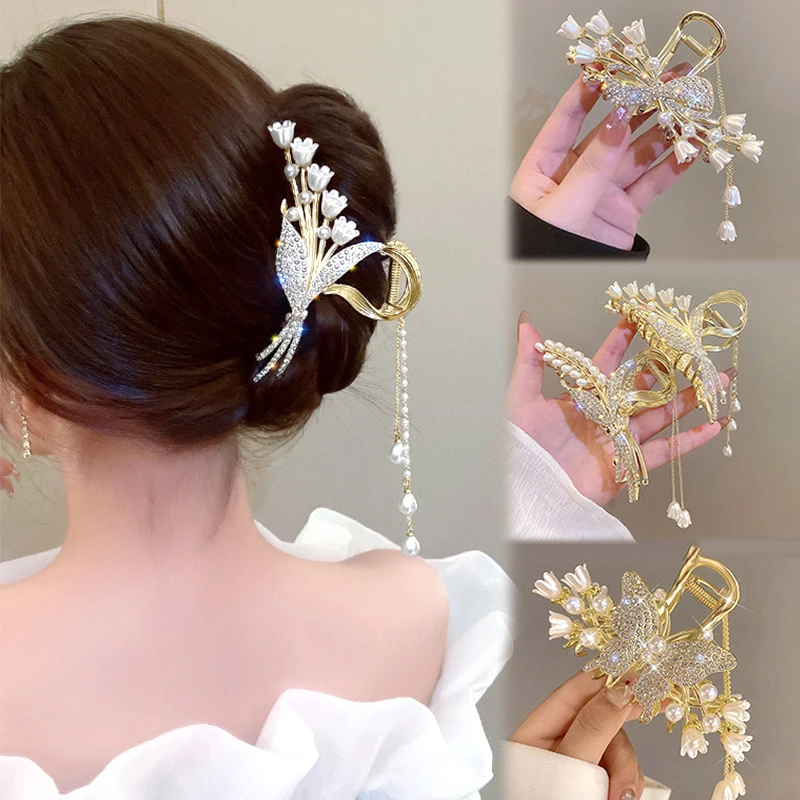 Бабочка, шпилька, жемчуг, страз, когти, металлическая заколка, акула, головной убор, украшения.