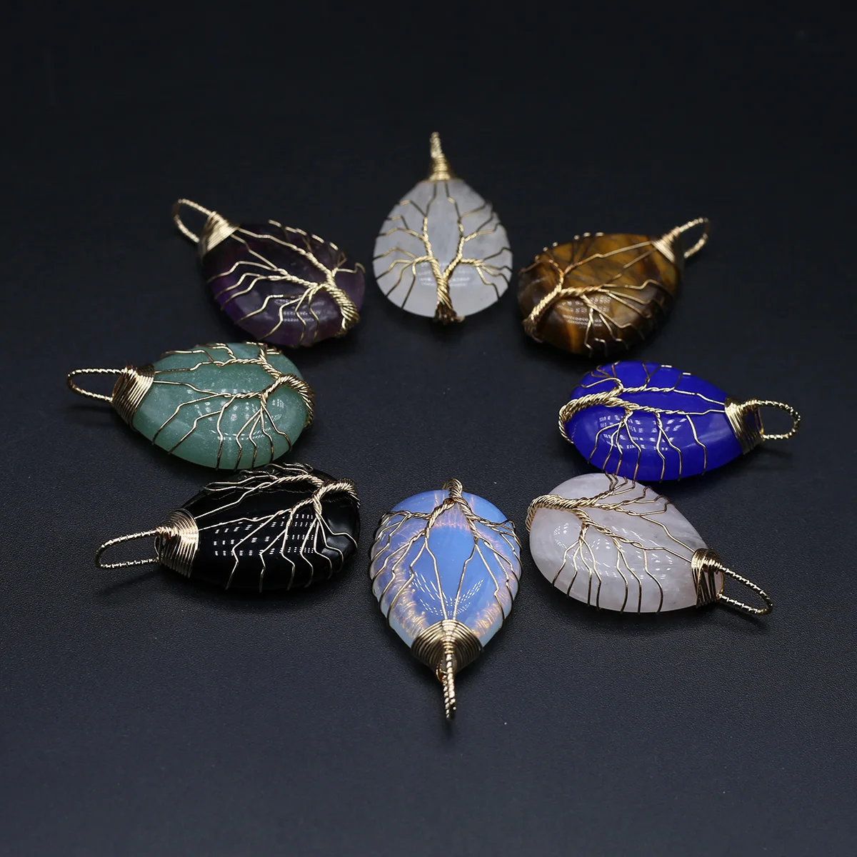 Natural Semi-Precious Stone Water Drop Shape Metal Copper Wire Life Tree Wrapped Pendant 25X43mm For Jewelry MakingDIY Accessory
Natural Semi-Precious Stone Water Drop Shape Metal Copper Wire Life Tree Wrapped Pendant 25X43mm For Jewelry MakingDIY Accessory
