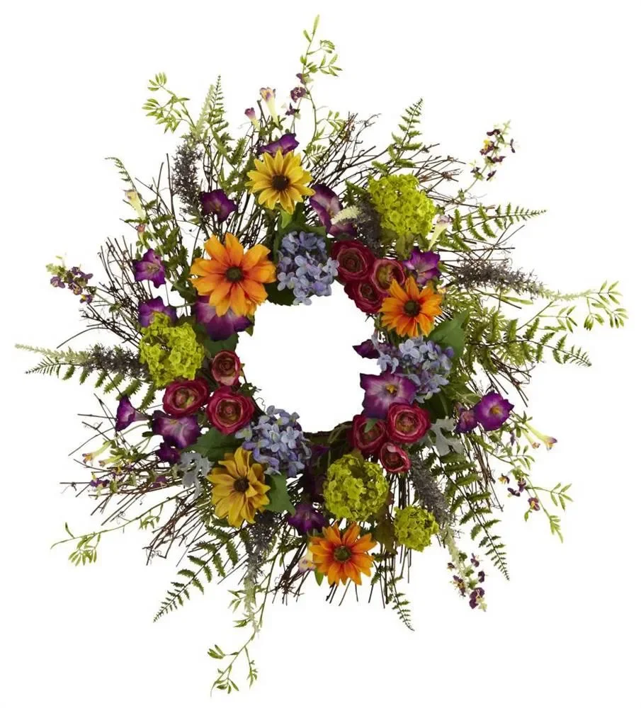 24" Spring Garden Artificial Flower Wreath with Twig Base, Multicolor
24" Spring Garden Artificial Flower Wreath with Twig Base, Multicolor