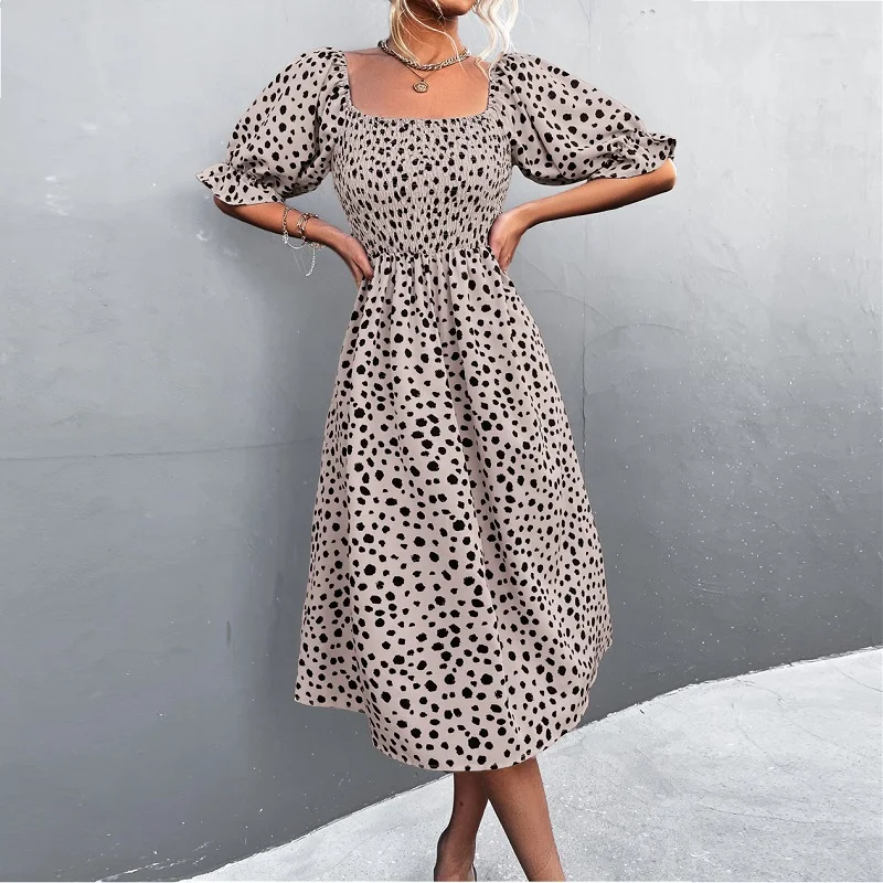 Elegant Leopard Print Dress Women Summer Dress 2022 New Vintage Square Neck Short Puff Sleeves Large Hem Chic Midi A-line Dress
Elegant Leopard Print Dress Women Summer Dress 2022 New Vintage Square Neck Short Puff Sleeves Large Hem Chic Midi A-line Dress
